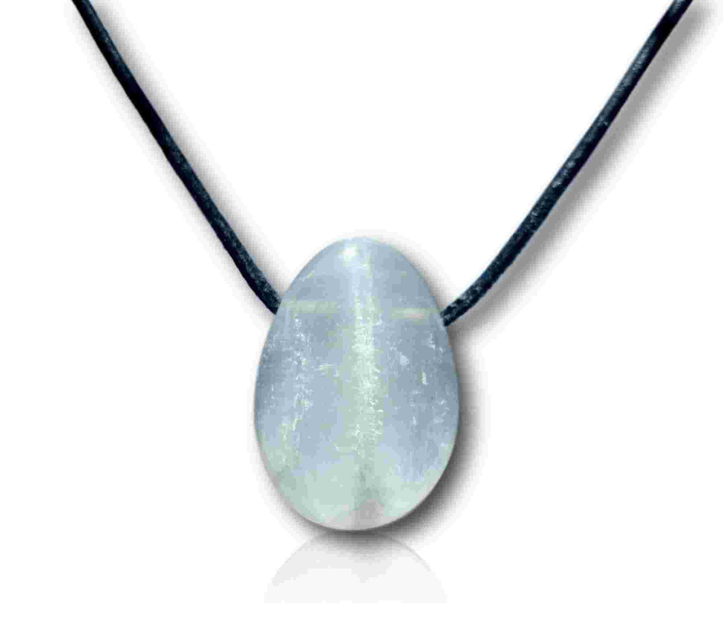 natural hand carved stone drop bead necklace pendant jewlery jewelry gift unisex selenite