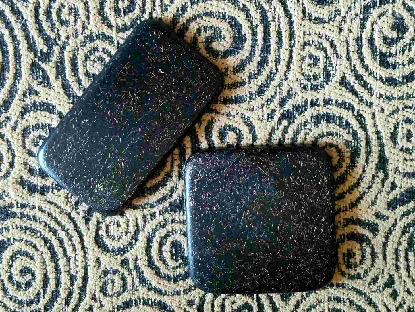Andy's Black Sun Orgonite® Buttons protect & shield you from harmful EMF Pollution. These Orgone Generators® are designed to fit on your cell phone case. Each Black Sun Button contains Andy's famous "Black Sun Blend"