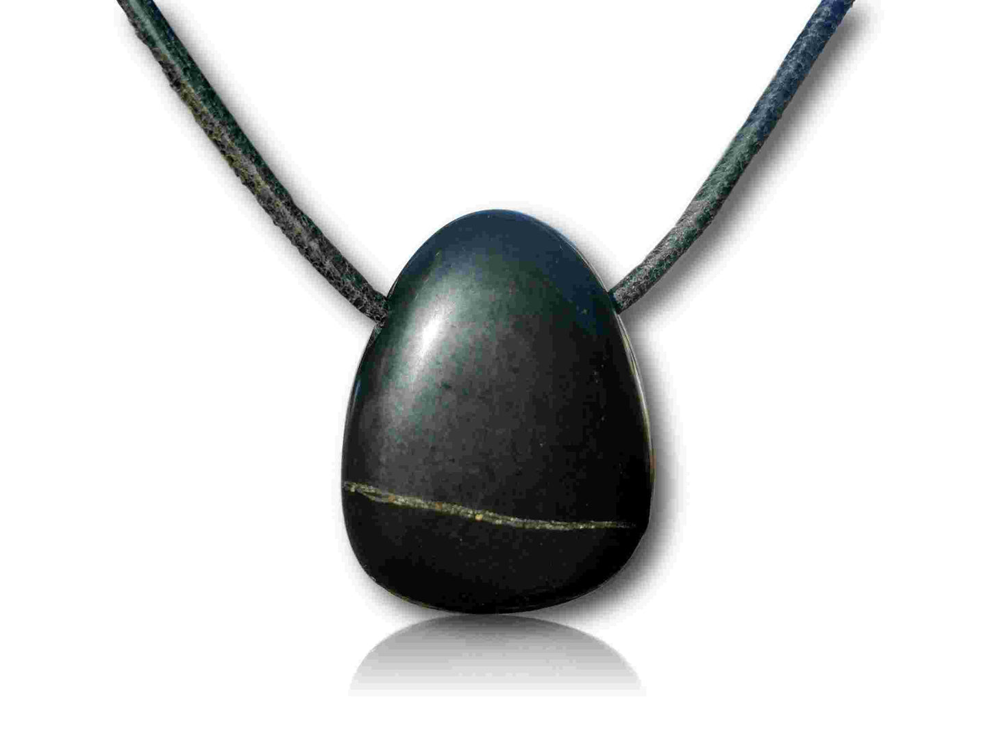 natural hand carved stone drop bead necklace pendant jewlery jewelry gift unisex emf protection Shungite