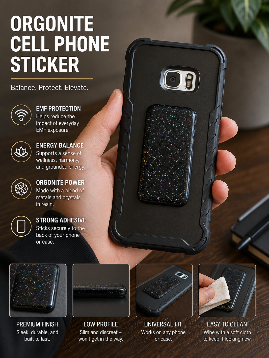 EMF Sticker Shield – Black Sun Orgonite Cell Phone Radiation Blocker