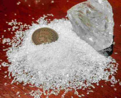 100% Natural Brazilian Clear Quartz Crystal Gemstones are crushed into small granules