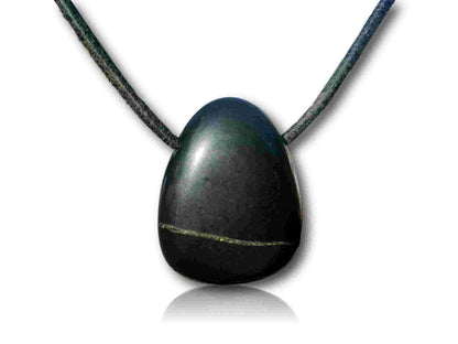 natural hand carved stone drop bead necklace  pendant jewlery jewelry  gift unisex emf protection Shungite 
