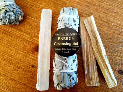 energy cleanings set sage palo santo selenite kit orgonite andy