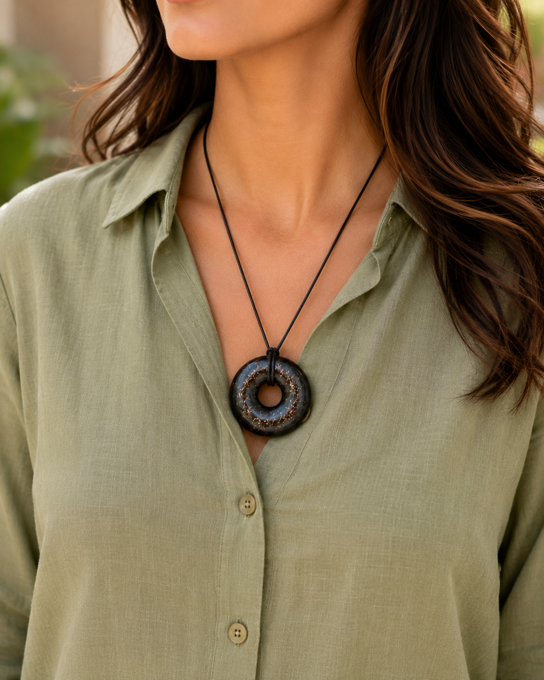Orgonite Pendant – Black Sun Orgone Energy Generator Crystal Necklace