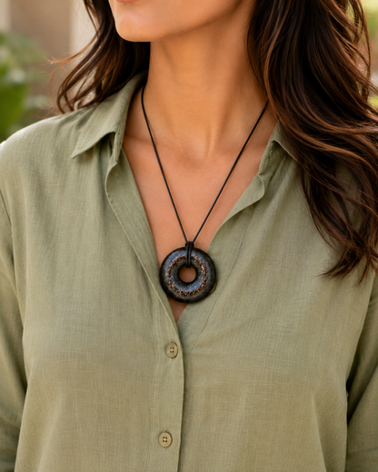 Orgonite Pendant – Black Sun Orgone Energy Generator Crystal Necklace