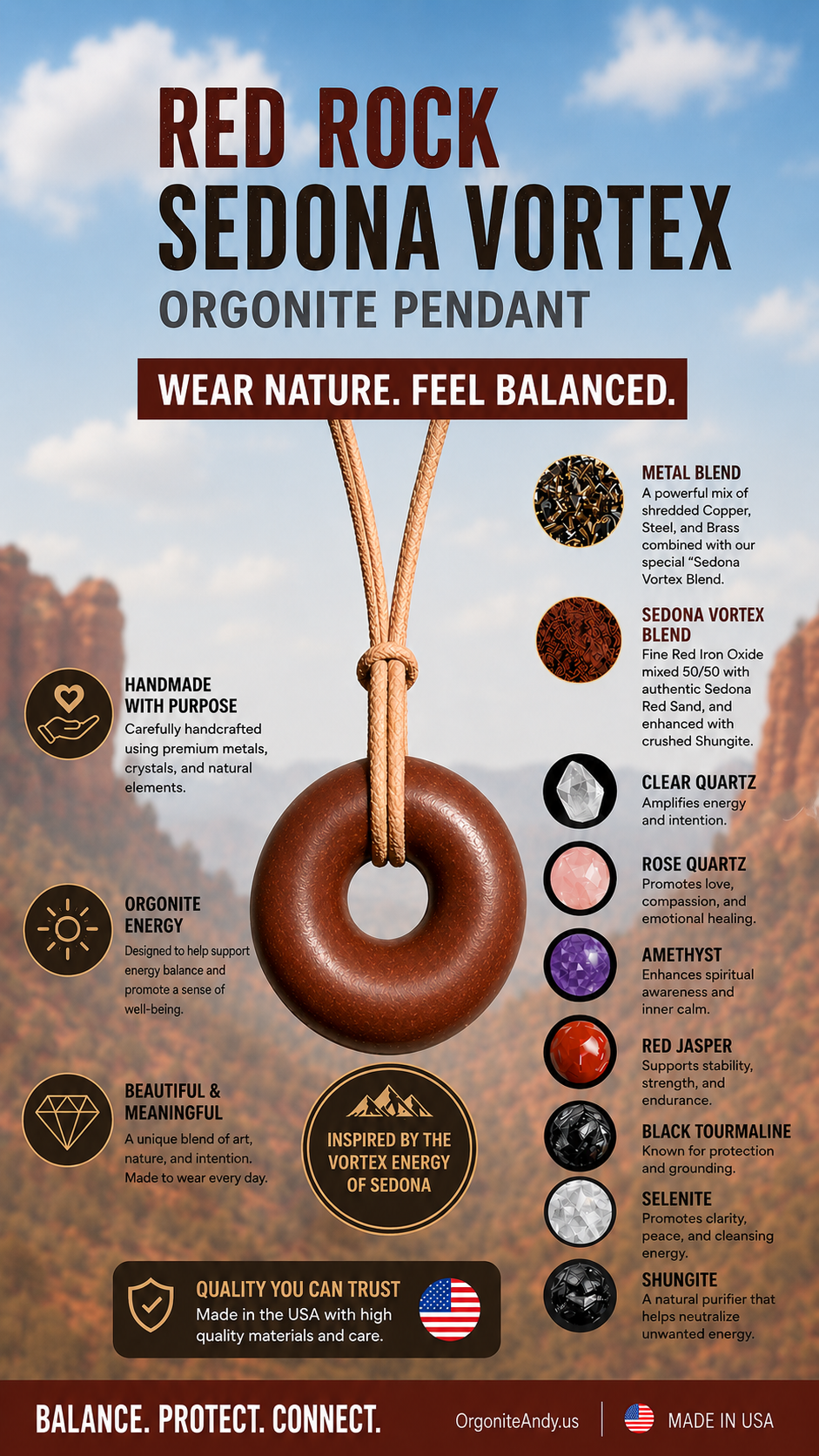 Orgonite Pendant – Orgone Energy Vortex Harmonizer & Chakra Necklace