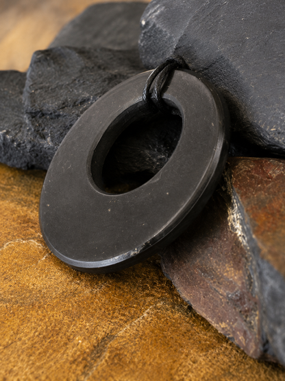 Black Shungite Pendant – 2" Round Eclipse EMF Necklace