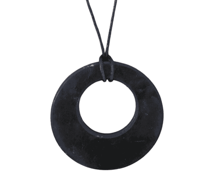 Black Shungite Eclipse Pendant - 2" Round Circle Necklace EMF Protection Jewelry circle