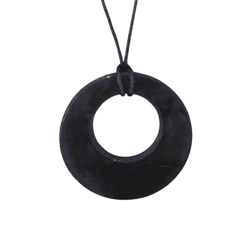Black Shungite Eclipse Pendant - 2" Round Circle Necklace EMF Protection Jewelry circle