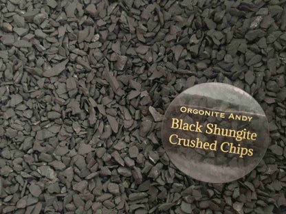 Andy's Black Shungite Chips are 100% Authentic and are mined from Karelin Russia. These rough chips have a consistent size and texture making them perfect for jewelry, arts & crafts, or making powerful orgones.