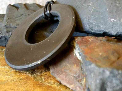 Black Shungite Eclipse Pendant - 2" Round Circle Necklace EMF Protection Jewelry circle